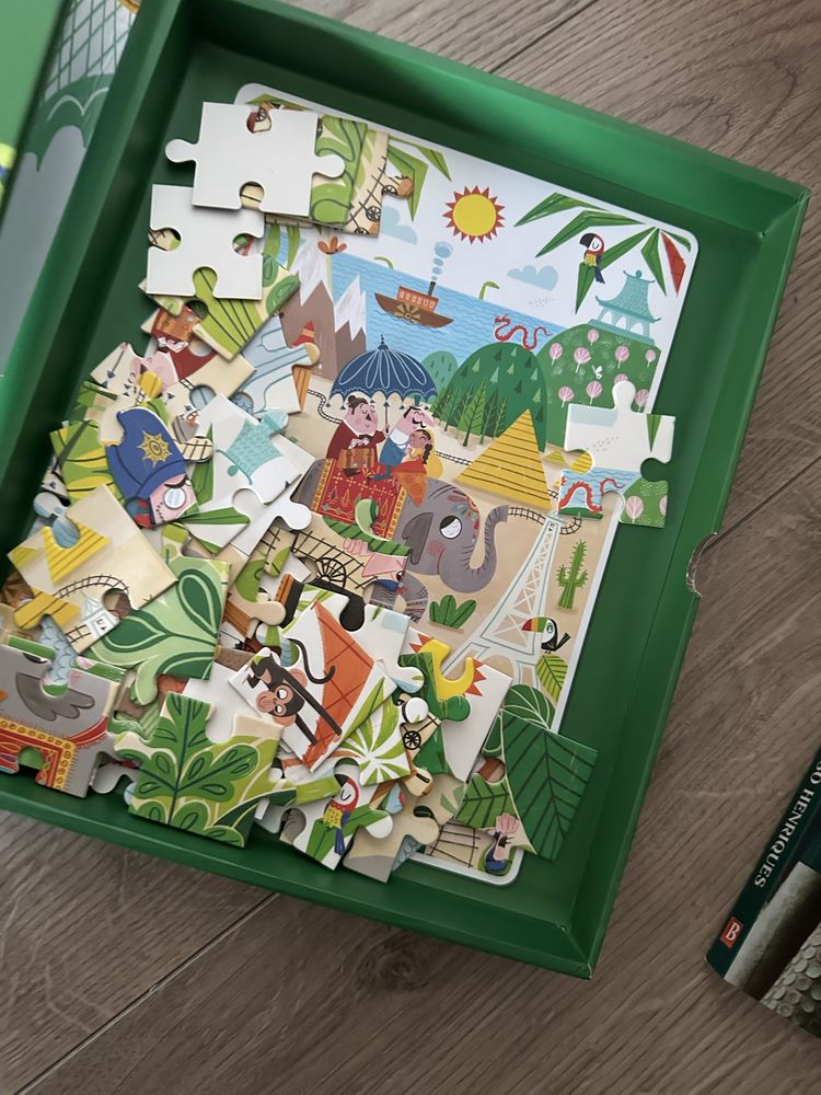 Livro com puzzle -volta ao Mundo em 80 dias