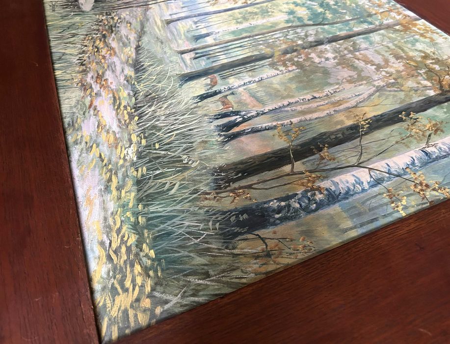 Obraz olejny w dębowej ramie W lesie Obraz podpisany w 60,0 x 76,0 cm