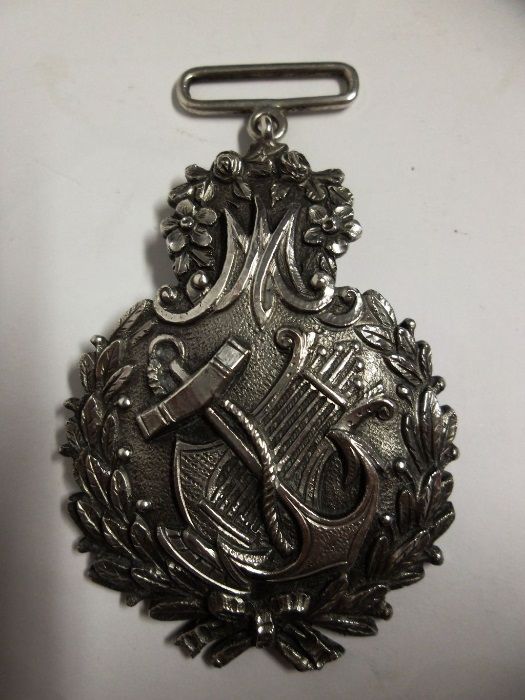 rara antiga medalha de honra - Condecoração do Sec. XIX em prata