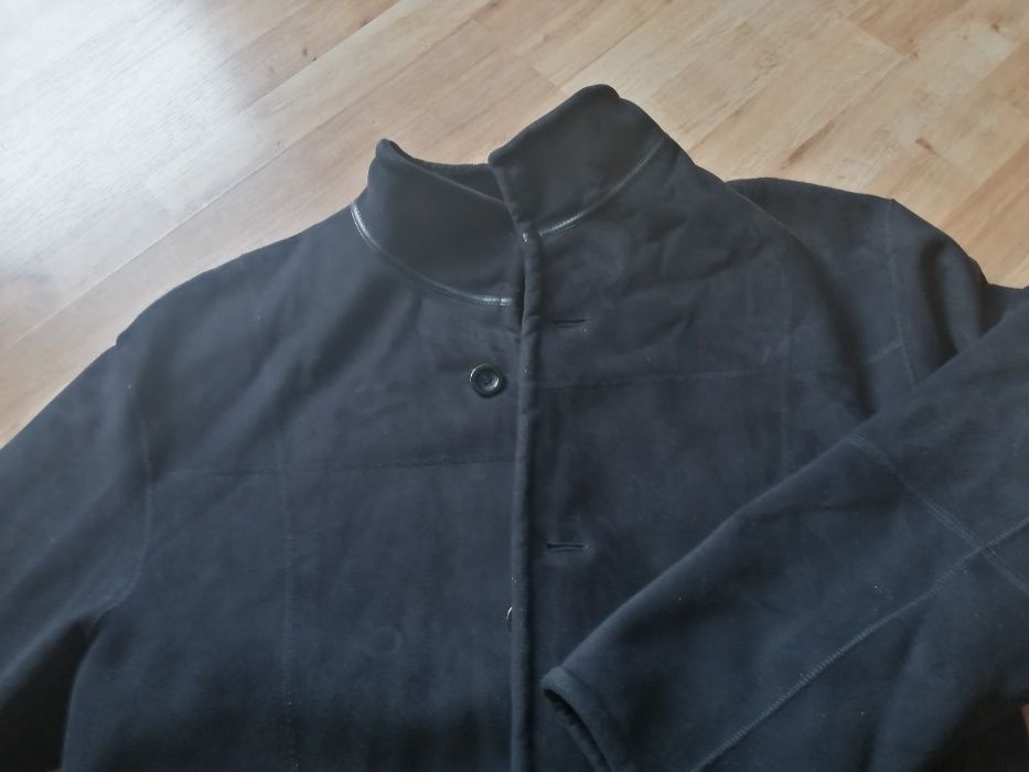 Kożuch męski czarny duży ciepły  r56