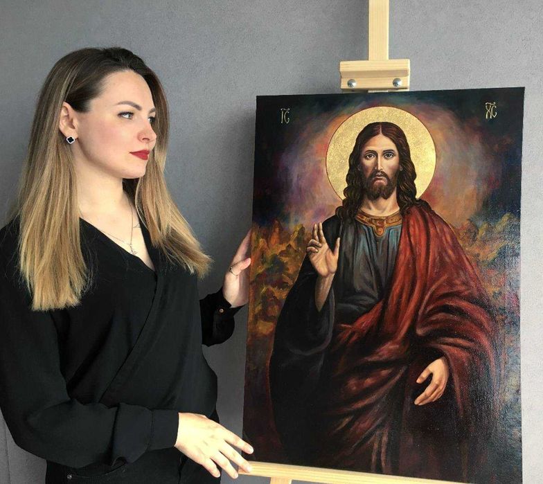 Рукописні ікони на дереві. Релігійний живопис на полотні.