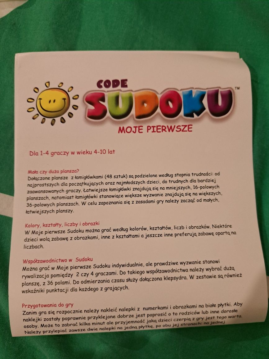 Gra "Moje Pierwsze SUDOKU"