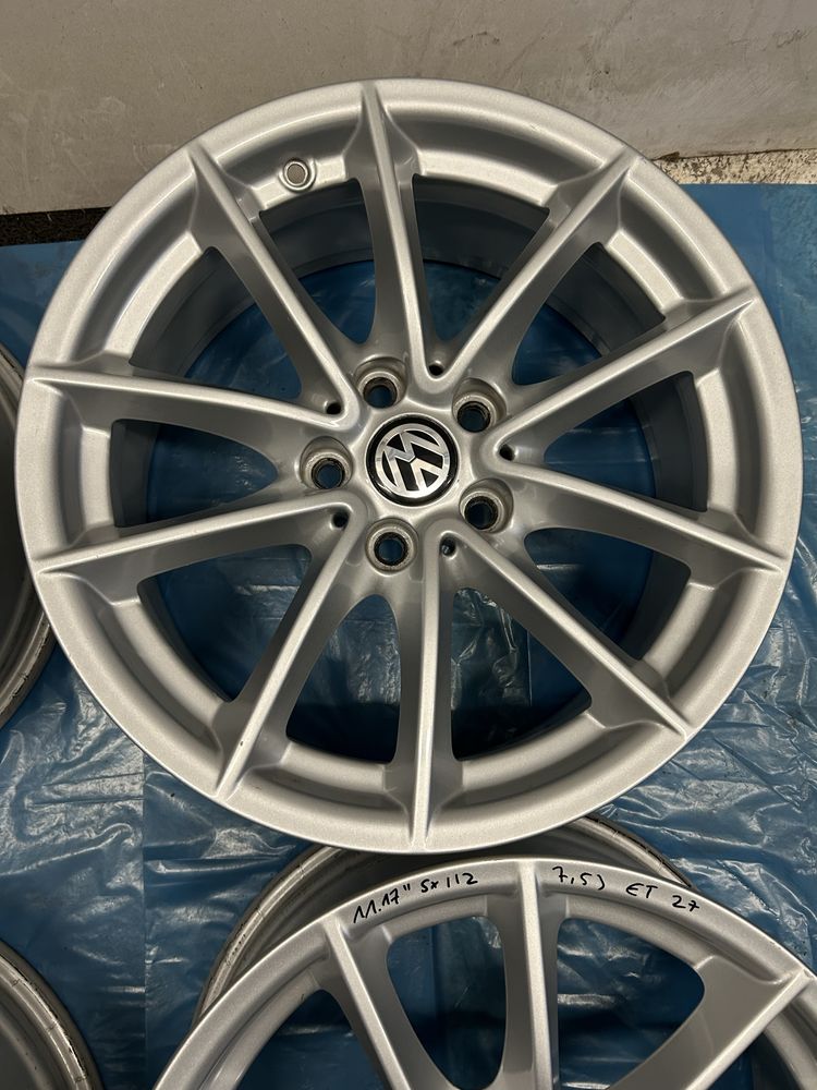 11. Felgi Aluminiowe VW Volkswagen R 17 5x112 Bardzo Ładne
