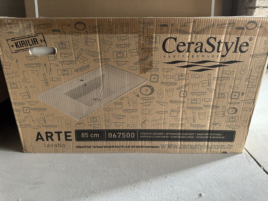 Тумба подвесная с умывальником, белый мат, 85 см, новая