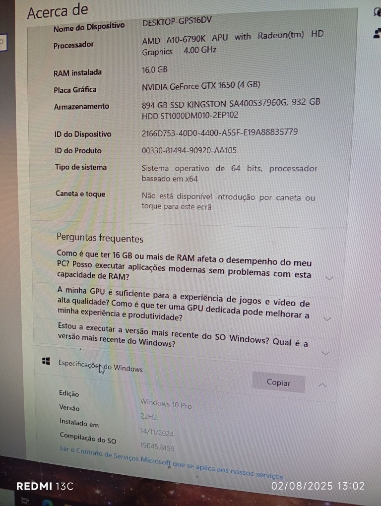 Computador secretária