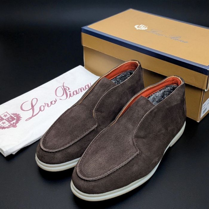 Лофери Loro Piana коричневі чоловічі лофери лоро піана утеплені