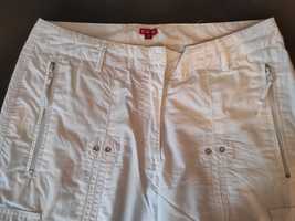 Spodnie damskie, sportowe, białe, 6 kieszeni, bawełna, rozmiar M