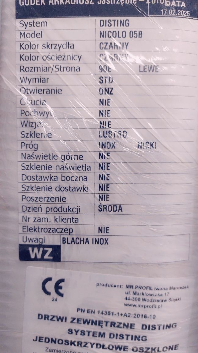 Drzwi zewnętrzne 90L  kolor czarny