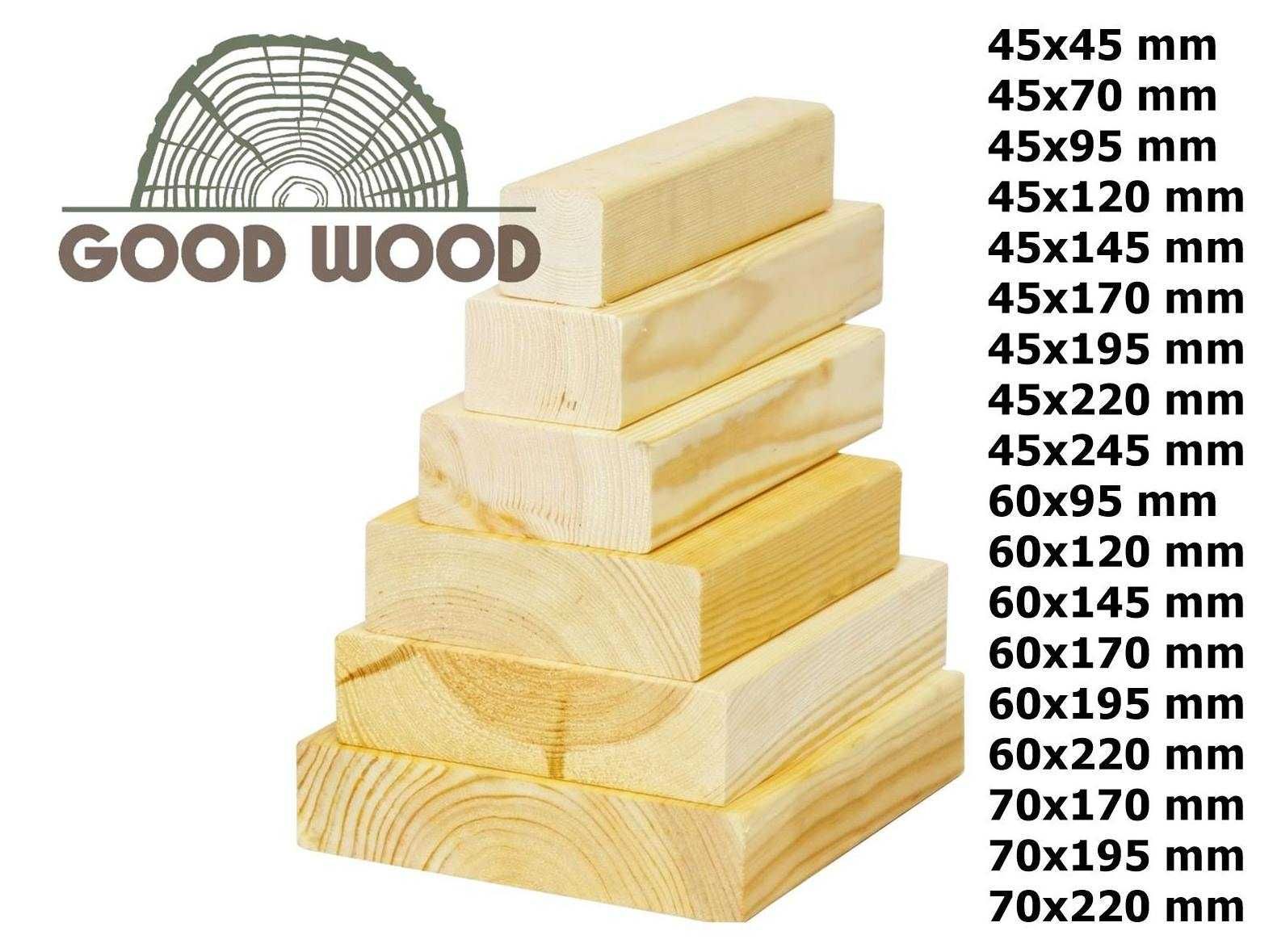 Drewno konstrukcyjne C24 suszone, kantówki, belki, więźba dachowa KVH