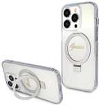 Etui Guess Ring Stand Script Glitter MagSafe na iPhone 15 Pro - przezr