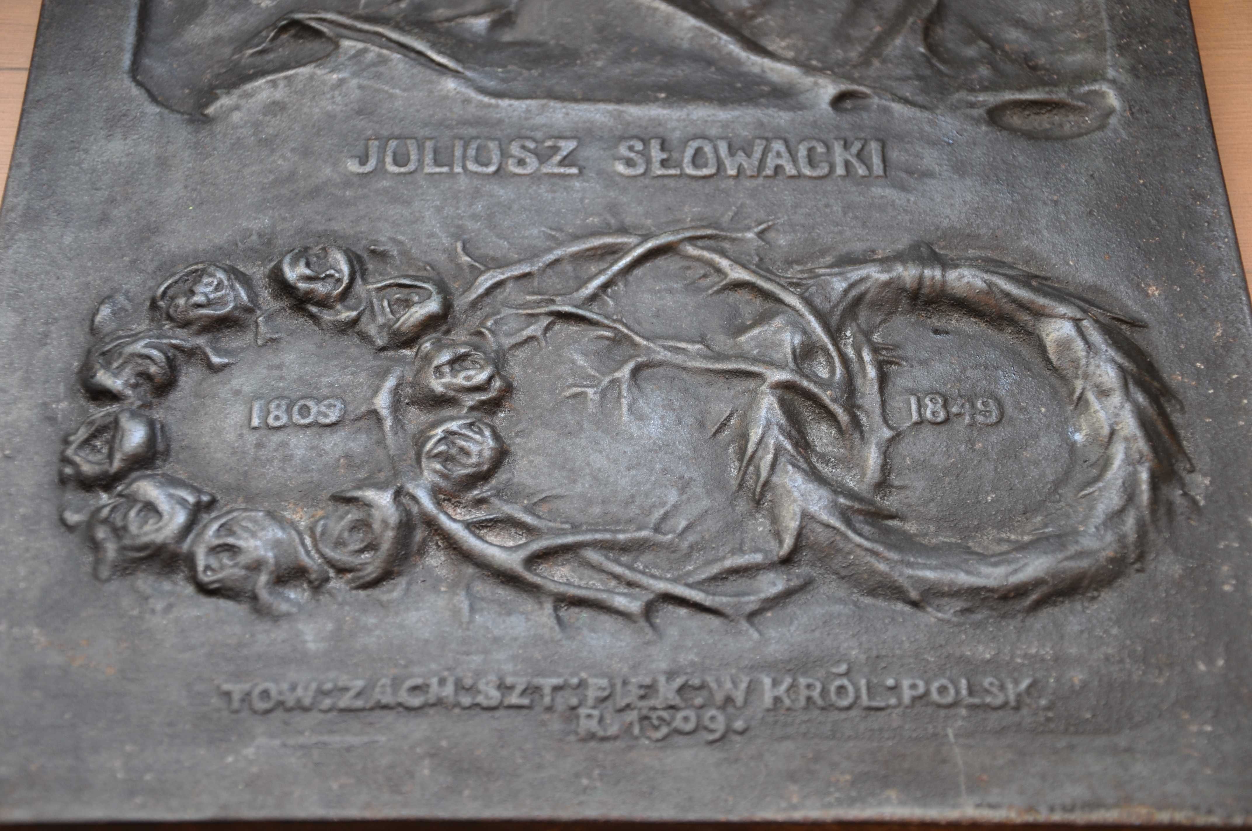 Plakieta jubileuszowa Juliusz Słowacki 1909 - OGROMNA.Waga ok.4 kg