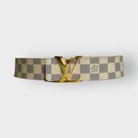 Pasek Louis Vuitton Damier Ceinture Złota klamra LV