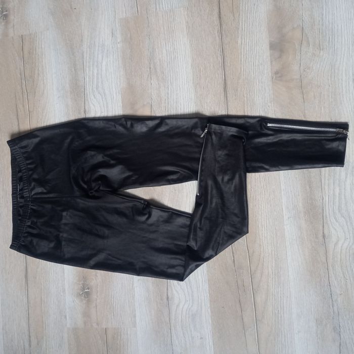 Getry legginsy czarne cienkie zamek roz S/M 36/38