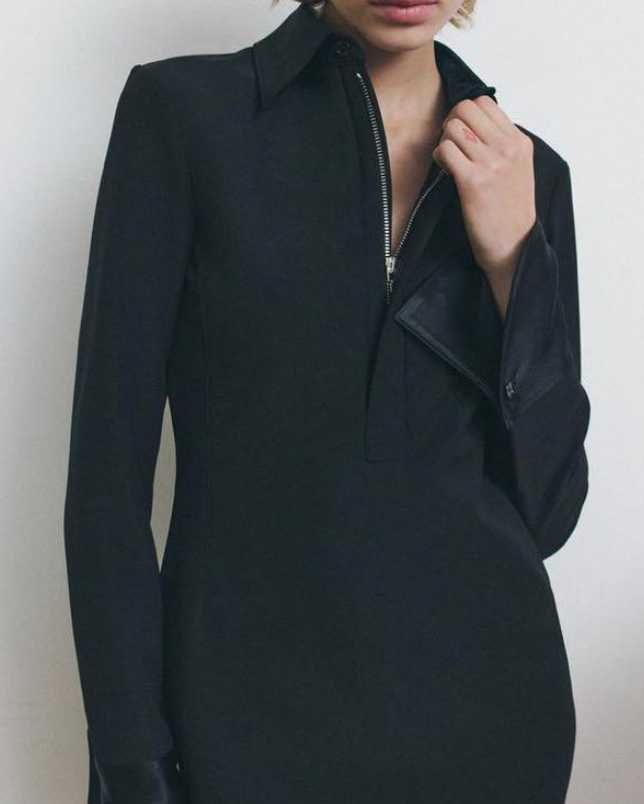 Zara ZW COLLECTION kołnierzem POLO,  Asymetryczny dół.