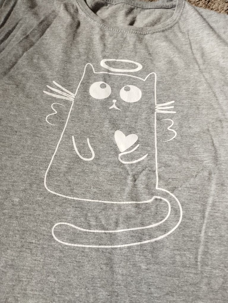 Koszulka t-shirt 152-158 dziewczęca Endo kot kotek szara