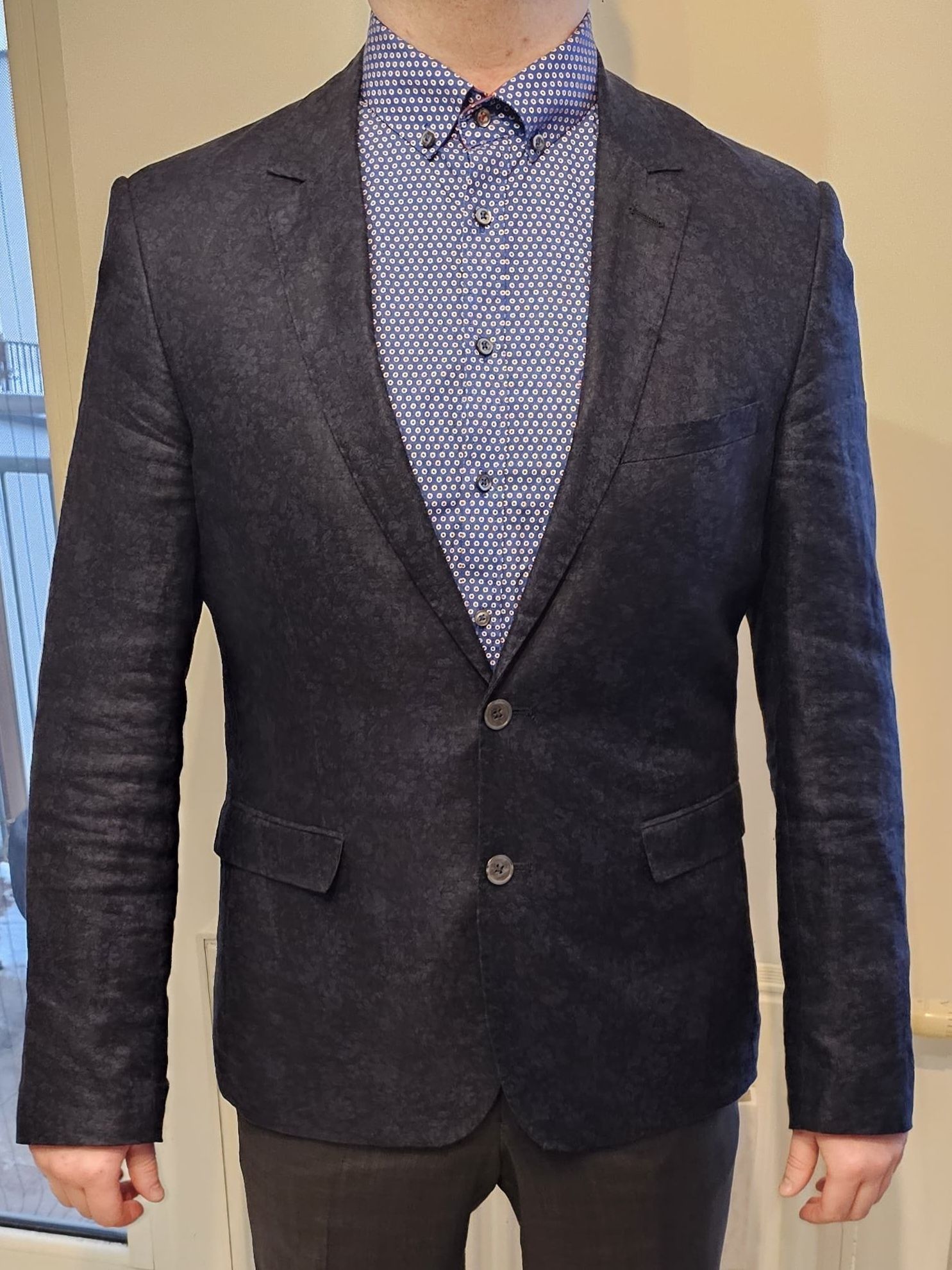 Marynarka granatowa kwiaty WE 50 slim fit