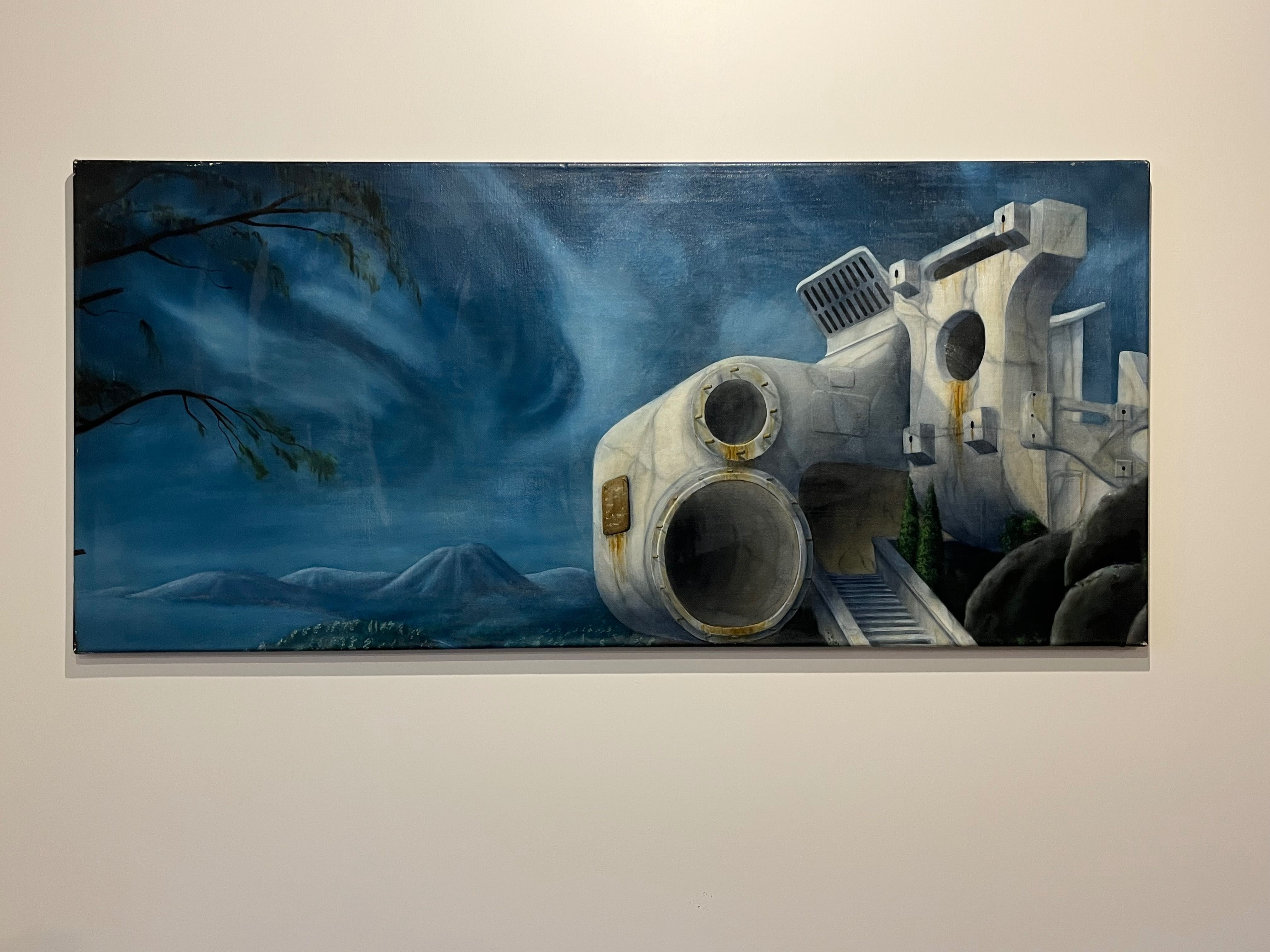 Wielki obraz olej na płótnie, Homeros Utopia 1999r. W stylu Beksiński