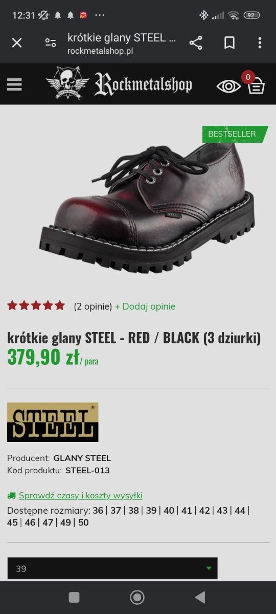 glany STEEL czerwono-czarne