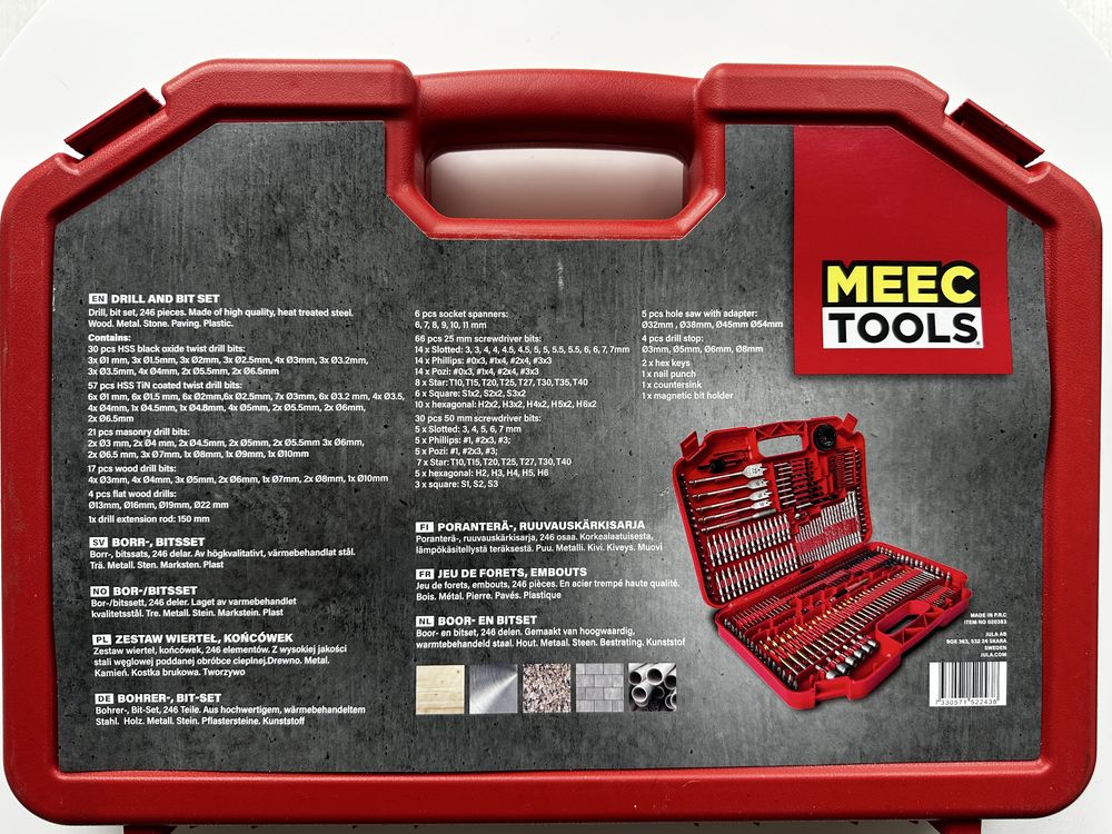 Набір свердел та біт Meec Tools 246 предметів у кейсі Швеція оригінал