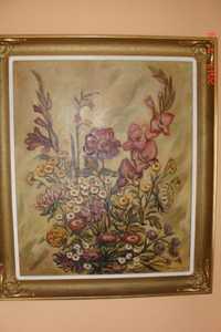 Obraz olejny J.Mijal kwiaty