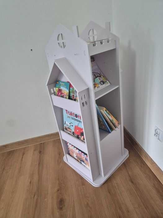 Regał na książki dla dzieci półka obrotowa biały
