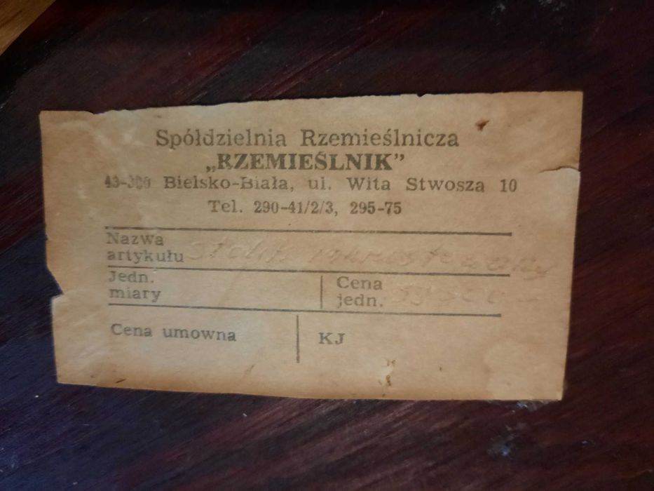 Stół stolik stoliczek retro antyk PRL okrągły kawowy oryginał rzeźba