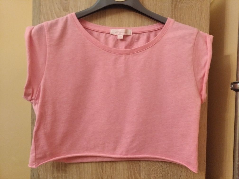 Koszulka crop top różowy Bershka S 152/158