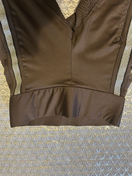 Bryczesy HKM 36/38 breginsy brązowe ze srebrnymi lampasami