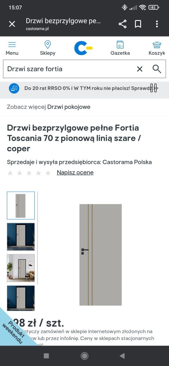 Ościeżnica tunel szary castorama Toscania 80 cm
