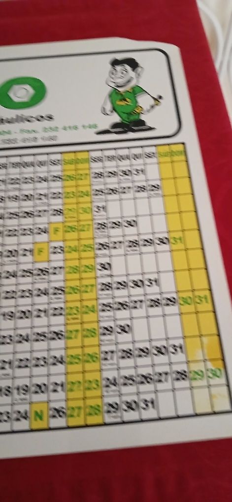 Calendário de secretária de 2008
