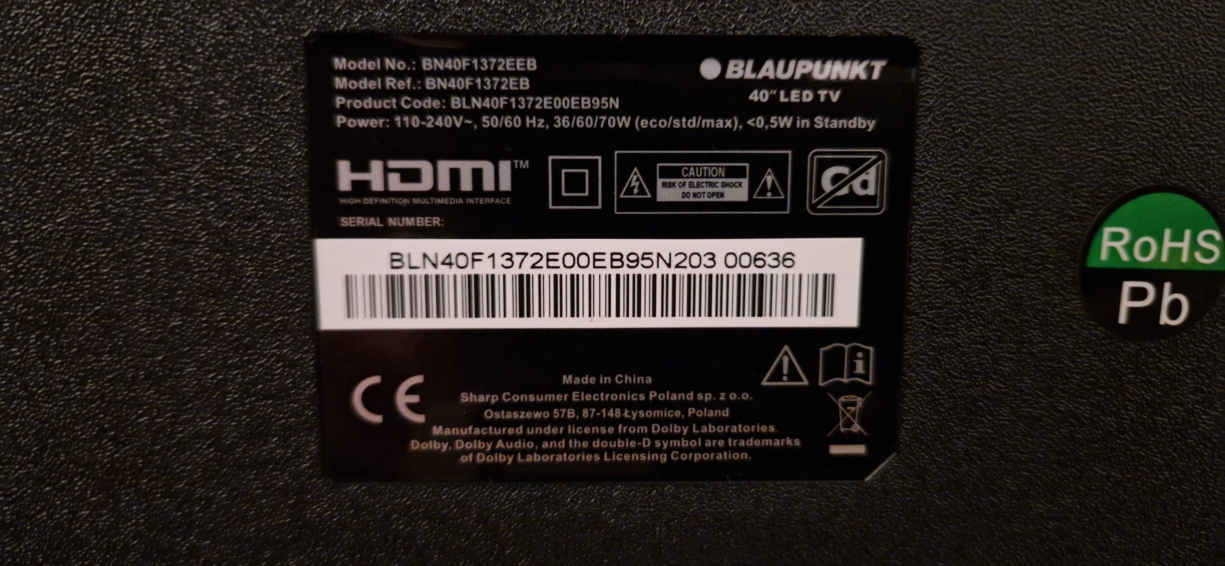 Telewizor Blaupunkt 40 cali BN40F1372EEB - USZKODZONY