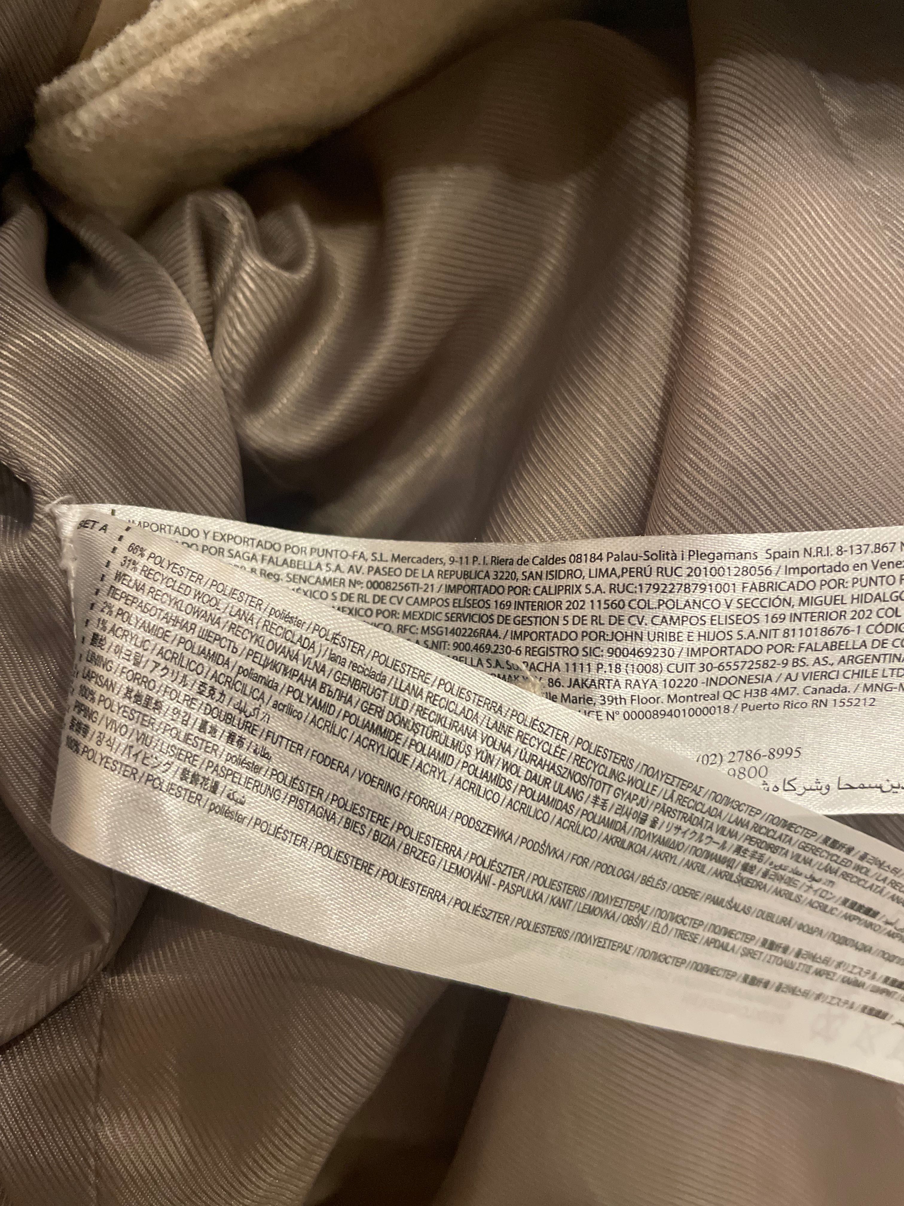 Mango kremowy dwurzędowy płaszcz wełna guziki