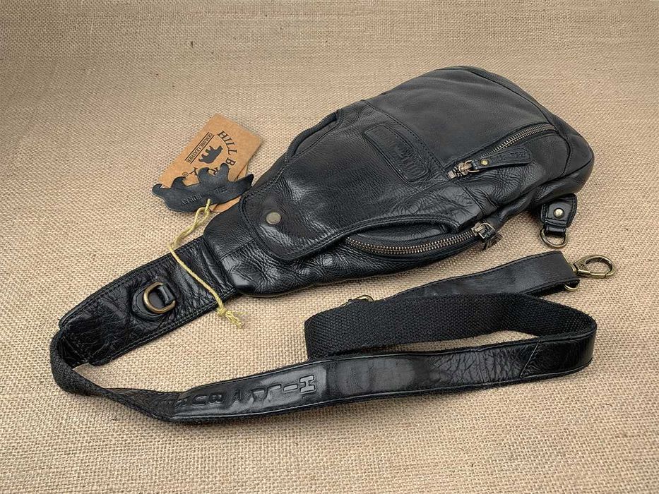 Сумка мужская кожаная мягкая слинг Hill Burry 6101/W сумка чоловіча