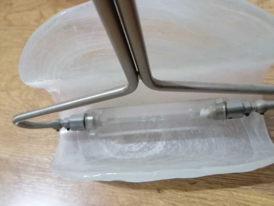 Candeeiro de teto em vidro fosco extensível, inox
