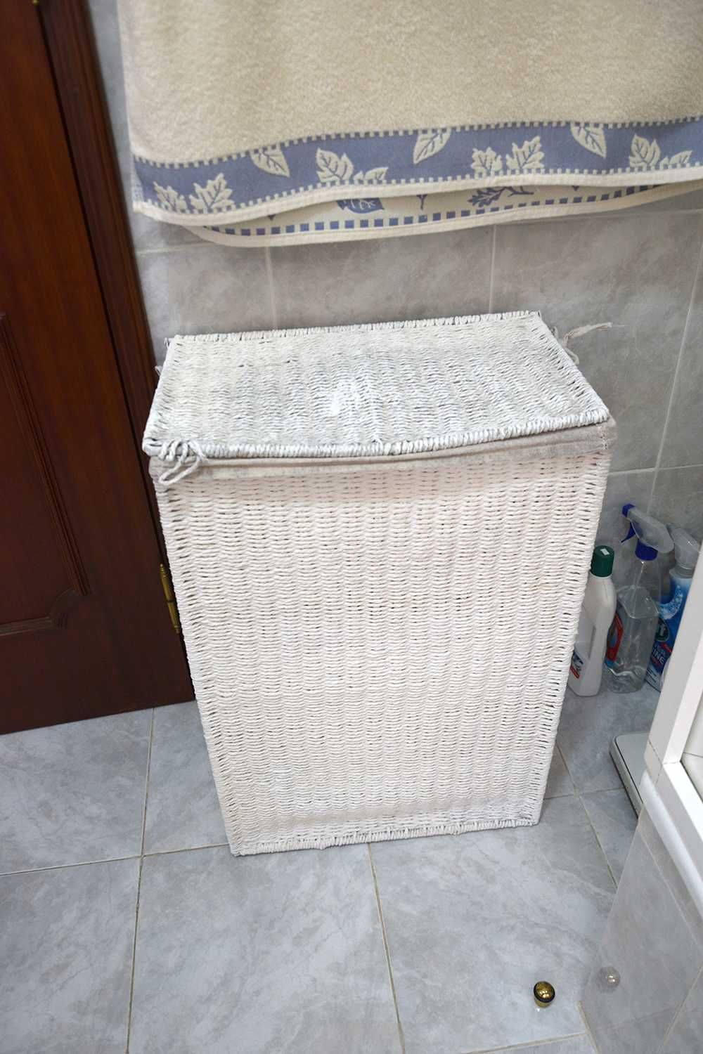 Cesto Roupa Branco Retangular