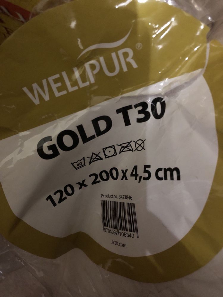 Топ-матрац 120x200см WELLPUR T30 білий