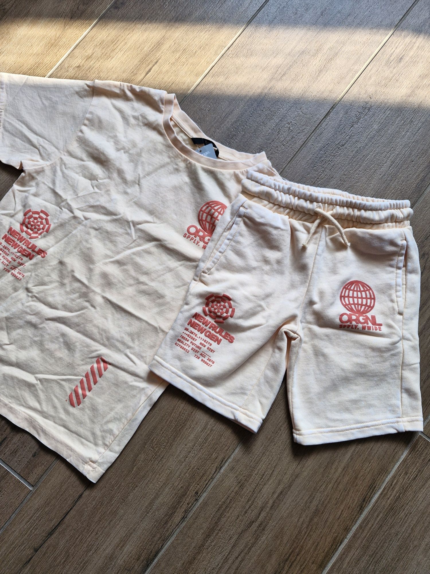 Zestaw sportowy ala Zara dresowe krótkie spodenki szorty t shirt bluzk