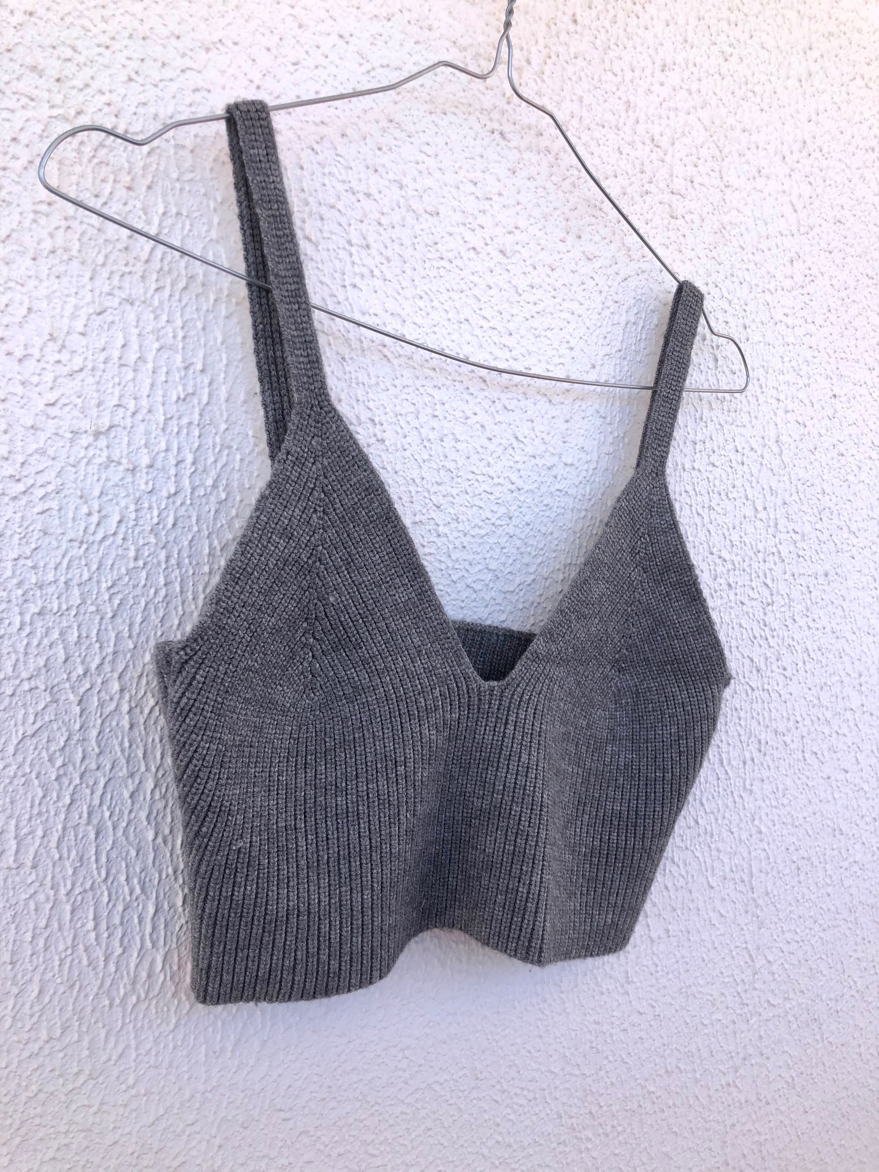 Top de crochet cinzento Shein S