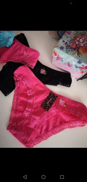 Majtki damskie bawełniane figi bezszwowe koronkowe stringi S L