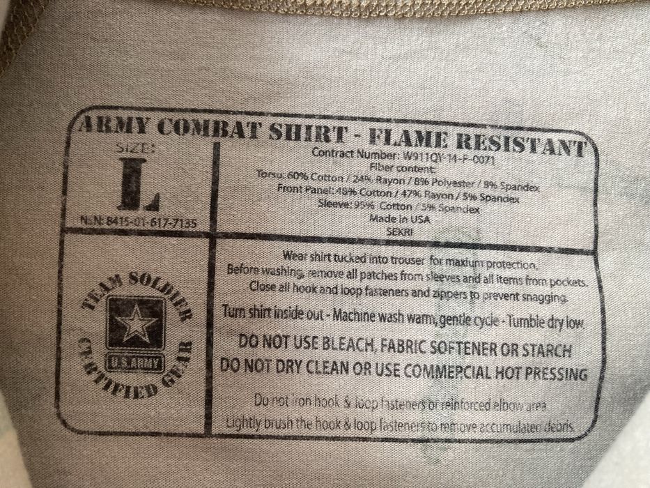 Убакс Army Combat Shirt OCP Flame Resistant Size L