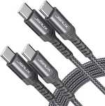 Kabel USB C-USB C 2m do ładowarki pleciony 2 szt
