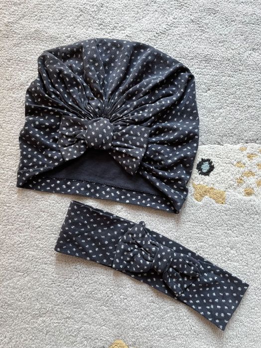 Zestaw opaska + turban, komplet r. 80/86/92