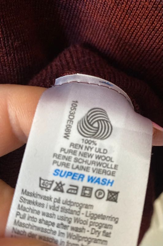 Burgundowy bordowy melanżowy męski sweter M Clipper 100% wełna wool