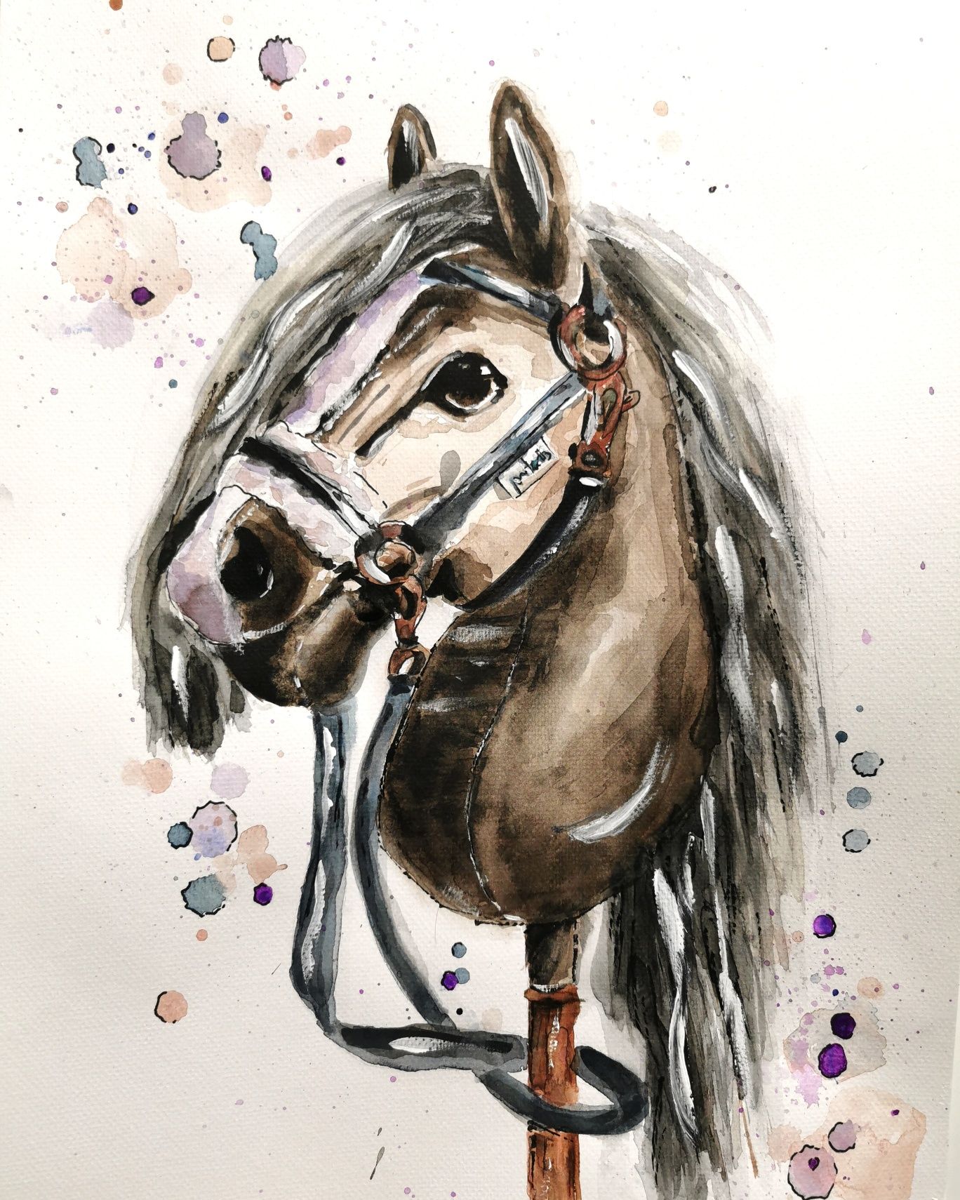 Hobby horse akwarela A3