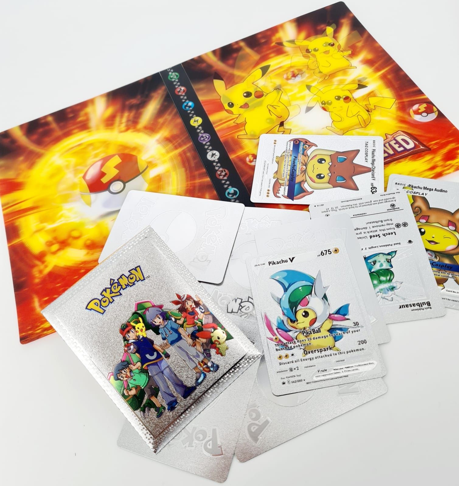 Nowy zestaw album 3D A5 na karty Pokemon + srebrne karty Pokemon