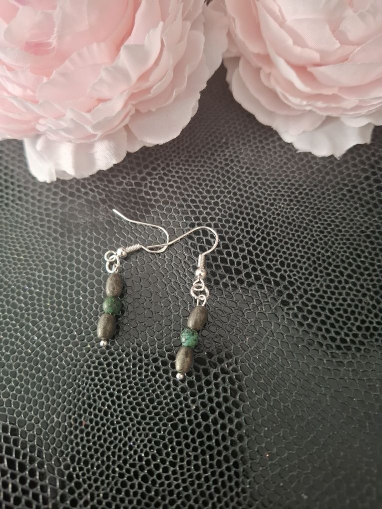 Srebrne kolczyki handmade z naturalnych kamieni