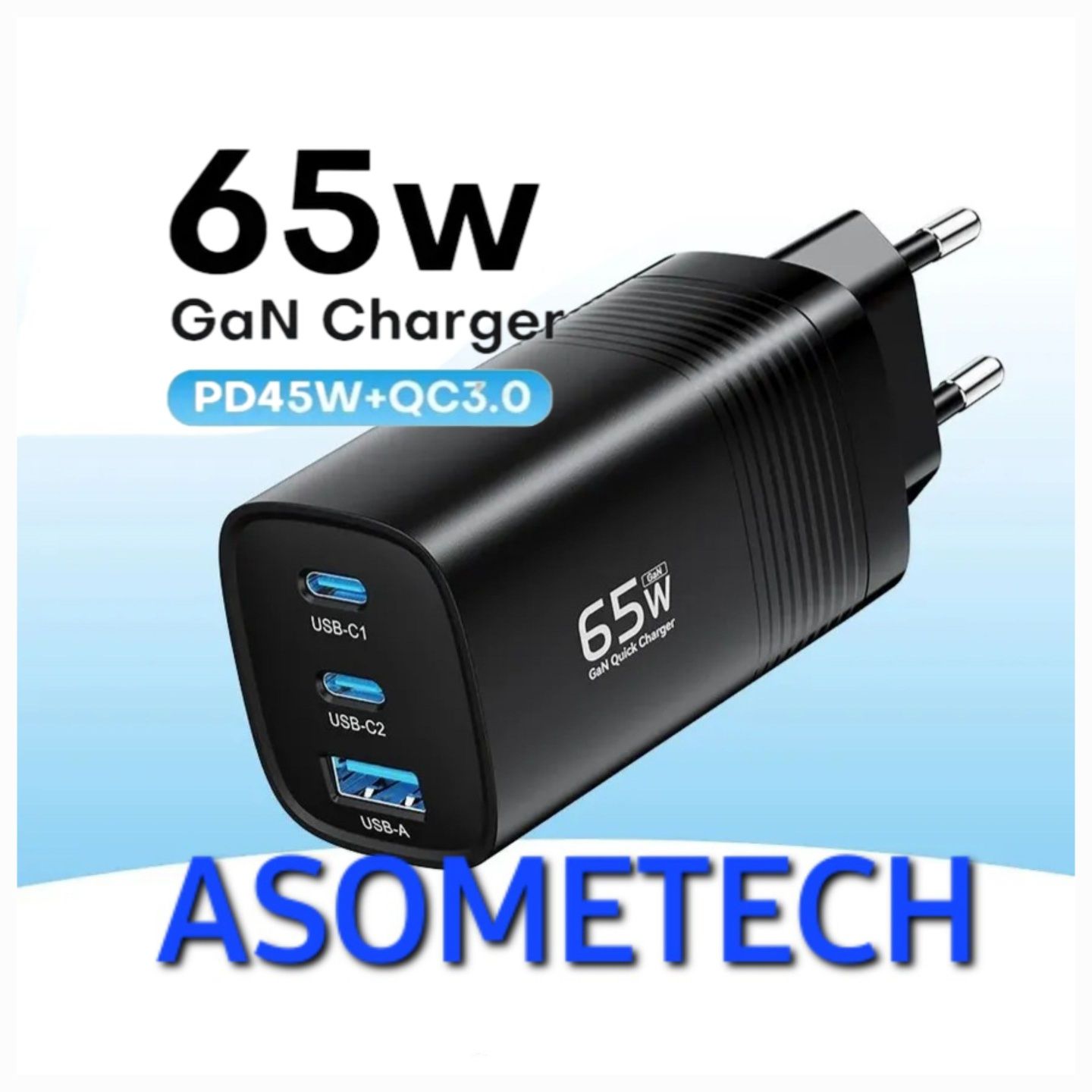 Asometech 65w 2C+U GaN Быстрая Зарядка Power Delivery Quick Charge