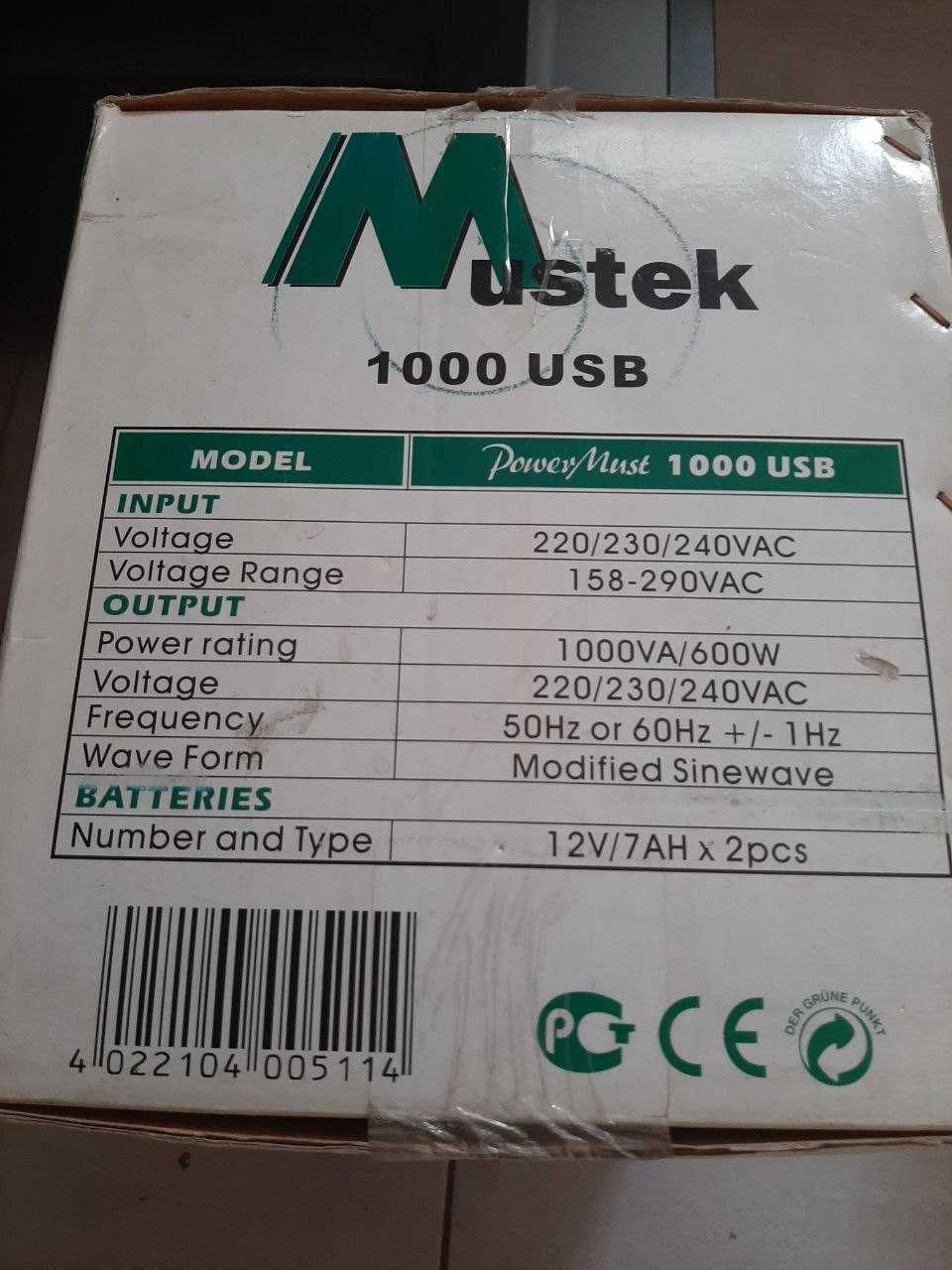 Новый источник бесперебойного питания Mustek 1000 USB