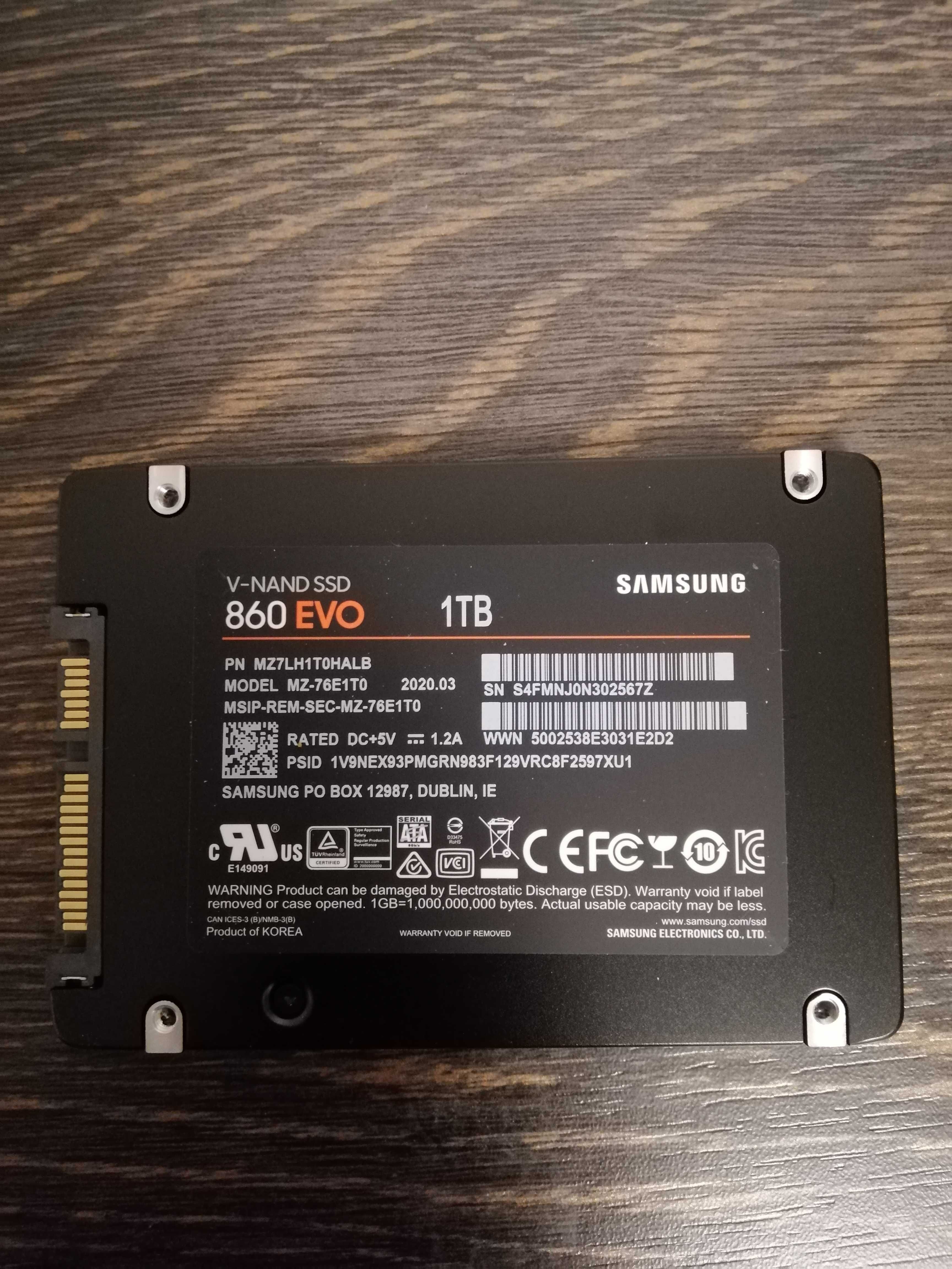 SSD диск Samsung 860 EVO 1TB 2.5" SATA III V-NAND, на гарантии