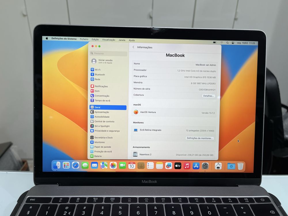 Macbook Retina 12 de 2017, intel M3 8GB Ram 256GB SSD Como Novo